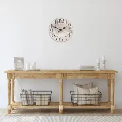 Northlight 12" Ivory and Black Battery Operated Round Wall Clock with World Globe Design