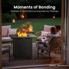 R.W. FLAME 28" 40,000 BTU Square Outdoor Propane Fire Pit Table with Lid & Rain Cover   &ndash; Perfect for Patio, Deck, Garden, and Parties