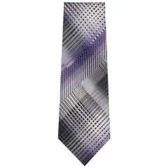 TheDapperTie Men's Purple And Black Stripes Necktie with Hanky