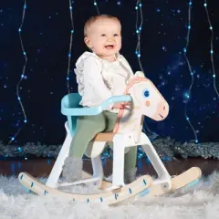 Djeco BabyCavali White Wooden Rocking Horse with Removable Safety Guard