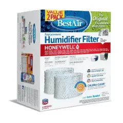 BestAir 2pk HW500 Humidifier Replacement Filter for Honeywell Humidifiers: Wick Type, Captures Minerals & Bacteria, 2-Pack
