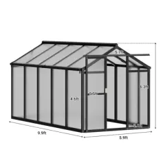 6x8 FT Greenhouse for Outdoors, Aluminum Greenhouse with Quick Setup Structure and Roof Vent, Polycarbonate Greenhouses Heavy Duty