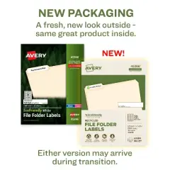 Avery EcoFriendly Recycled File Folder Labels, 2/3" x 3-7/16", White, Permanent Label Adhesive, 1,500 Printable Labels (45366)