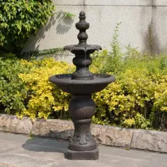 Teamson Home 52" 2-Tier Icy Stone Cascading Fountain Dark Gray