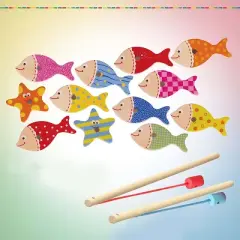 Kidzlane Magnetic Fishing Game with Wooden Fishing Toy for Kids & Toddlers or Ages 3+