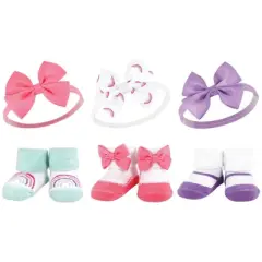 Hudson Baby Infant Girl 12Pc Headband and Socks Giftset, Purple Rainbow, One Size
