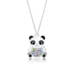 Chanteur Hypoallergenic Kids Jewelry Accessories Panda Multi-color Crystal White Gold Palladium Plating Necklace