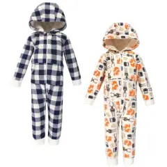 Hudson Baby Toddler Boy Fleece Jumpsuits, Coveralls, and Playsuits 2pk, Forest