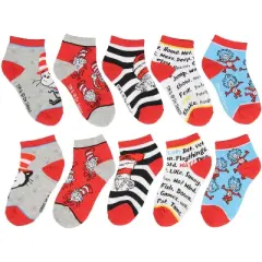 Dr. Seuss Socks Kids Cat In The Hat Thing 1 Thing 2 Ankle No Show Socks - 5 Pack Multicoloured
