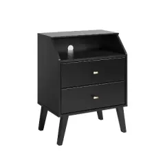 2 Drawer Milo Mid-Century Modern Nightstand with Angled Top - Prepac
