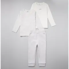 Stellou & Friends Cotton Gray & White 3 Piece Clothing Set for Newborns, Babies and Toddlers