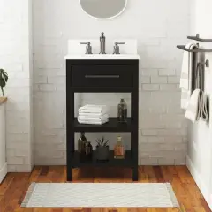 RealRooms Pisa 20 Inch Bathroom Vanity with Carrera Countertop & 2 Storage Shelves