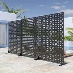 SpassWay 47" x 72" White Metal Garden Trellis Privacy Screen Indoor Outdoor Room Divider Lattice Panel