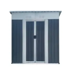 Syemin Storage Sheds 5ftx3ft Pent Roof Grey Outdoor Tool Bike Storage Garden Shed with Aluminum Alloy Frame and Sliding Door, Gray, 62.2"*33.1"*71.4"