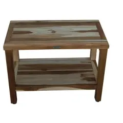 EcoDecors&reg; Eleganto&reg; 24" Teak Wood Shower Bench with Shelf in EarthyTeak Finish - Target Plus Natural 24"L x 13"D x 18"H