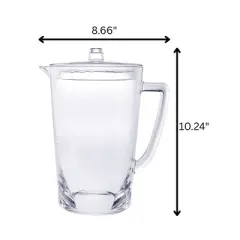 Gulches 2.75 Quarts Oval Halo Design Unbreakable Plastic Water Pitcher with Lid - BPA Free, Ideal for Drinks & Juices, with Spout,Clear