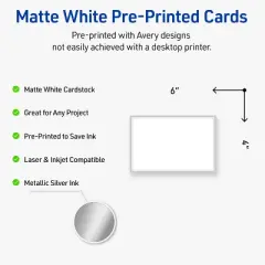 Avery Rectangle Postcards, Silver Border, 4" x 6", 20ct