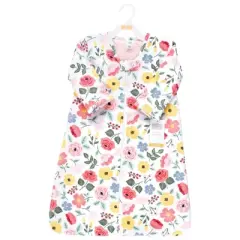 Hudson Baby Girls Long Sleeve Plush Faux Fur Sleeping Bag, Wearable Blanket, Modern Botanical