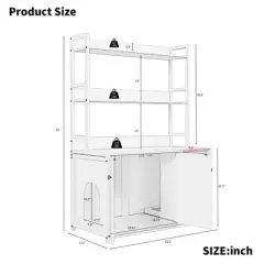 Corner Litter Box Enclosure with Shelves, 52'' Large Cats Hidden Furniture for Most of Litter Box