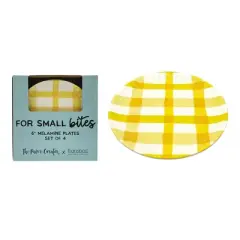 Transpac Melamine Gingham App Plates Set of 4 Home Decorations Spring