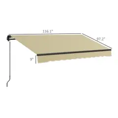 Anybear 10' x 8' Retractable Awning, Patio Awning Sunshade Shelter with Manual Crank Handle, for Deck, Balcony, Yard