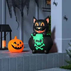 15.94" Cat Cauldron Blow Mold Halloween Decorative Prop Black - Hyde and EEK! Boutique&trade;