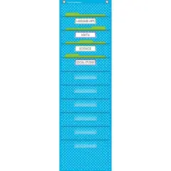 Teacher Created Resources Aqua Polka Dot 10 Pocket Chart, 14 x 46-1/2 Inches