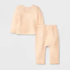 Grayson Collective Baby Girls' Gauze Kimono Top & Jogger Pants Set - Light Pink