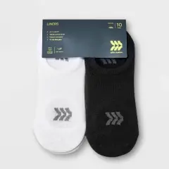 Women's 10pk Lightweight Liner Athletic Socks - All in Motion&trade; Black/White 4-10