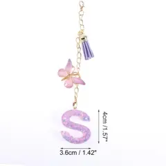 Unique Bargains Star Sequin Letter S Butterfly Tassel Water Cup Pendant Purple 1 Pc