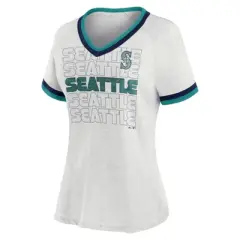 MLB Seattle Mariners Women's Short Sleeve V-Neck Fashion T-Shirt