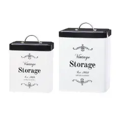 Amici Home Antique Shoppe Vintage Storage Metal Canisters, Food Safe, Push Top Lid