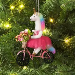 5" Christmas Fabric Unicorn with Bike Ornament - Wondershop&trade;