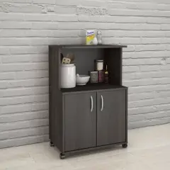 2 Drawer Mobile Microwave Cart Black - Nexera