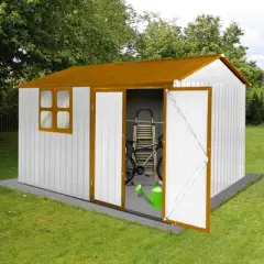 Hrinhom 123.4"W Metal garden sheds,outdoor storage sheds with window