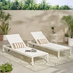 Cape Coral 2pk Aluminum Chaise Lounge White - Christopher Knight Home: Weather-Resistant, Adjustable, Patio Furniture
