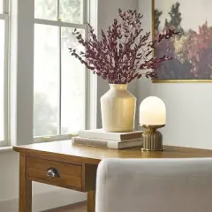 Brass Fluted and Frosted Glass Accent Table Lamp Brass/White - Hearth & Hand&trade; with Magnolia
