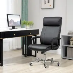Vinsetto Home Office Chair, PU Leather Computer Chair with 360 Degree Swivel Wheels, Adjustable Height, Tilt Function, Executive Office Chair, Black