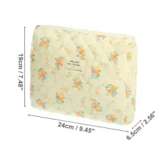 Unique Bargains Durable Medium Quilted Makeup Bag Orange Yellow 1 Pc