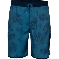 Reel Life Bal Harbor Tonal Hula Boardwalk Shorts - Real Teal