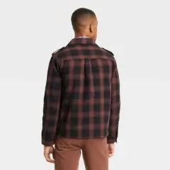 Houston White Adult Lightweight Plaid Chore Jacket - Brown 