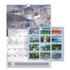 Scenic Monthly Wall Calendar, Landscape Photography, 12 x 17, White/Multicolor Sheets, 12-Month (Jan to Dec): 2026