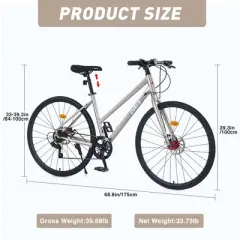 Gulches 700C Hybrid/Road Bike, Shimano 7-Speed, Aluminum Rims, TEC Chain, 700*32C Tires, Dual Disc Brakes, 85% Pre-Assembled