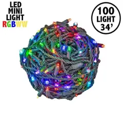 Novelty Lights 100 RGB + Warm White LED Color Changing Mini Light Green Wire