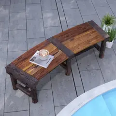 Outsunny Wooden Garden Bench, Semicircular  Round Outdoor Tree Bench, Wrap Around Park Bench