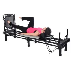 AeroPilates Portable Premier Studio Reformer for Strength Exercise Training with Cardio Rebounder and Foldable Frame
