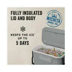 Coleman 316 Series Wheeled Cooler 101 Cans/62qt Hard-Sided Cooler - Gray