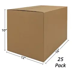 UOFFICE Pack of 25 Count Corrugated Boxes 16" x 12" x 10"
