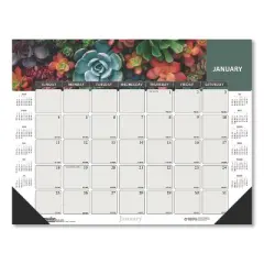 House of Doolittle Recycled Succulent and Cacti Desk Pad Calendar 12-Month January 2026 to December 2026 Multicolor Sheets Black Corners 17 x 22