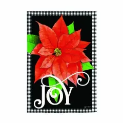 Evergreen Joy Poinsettia Burlap Garden Flag 12 x 18 Inches Indoor Outdoor Decor